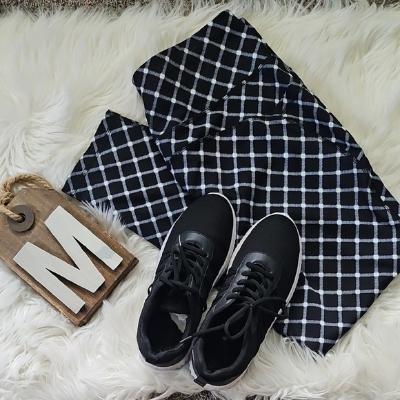 Cato Pants - Cato Black and White Window Pane Plaid Leggings